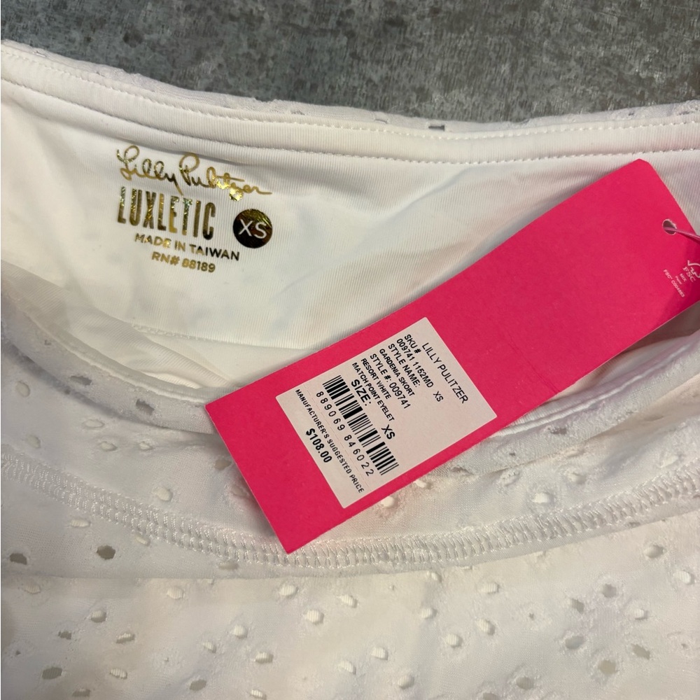 Women's Lily Pulitzer Luxletic White Eyelet Skort Size XS - Picture 3 of 7